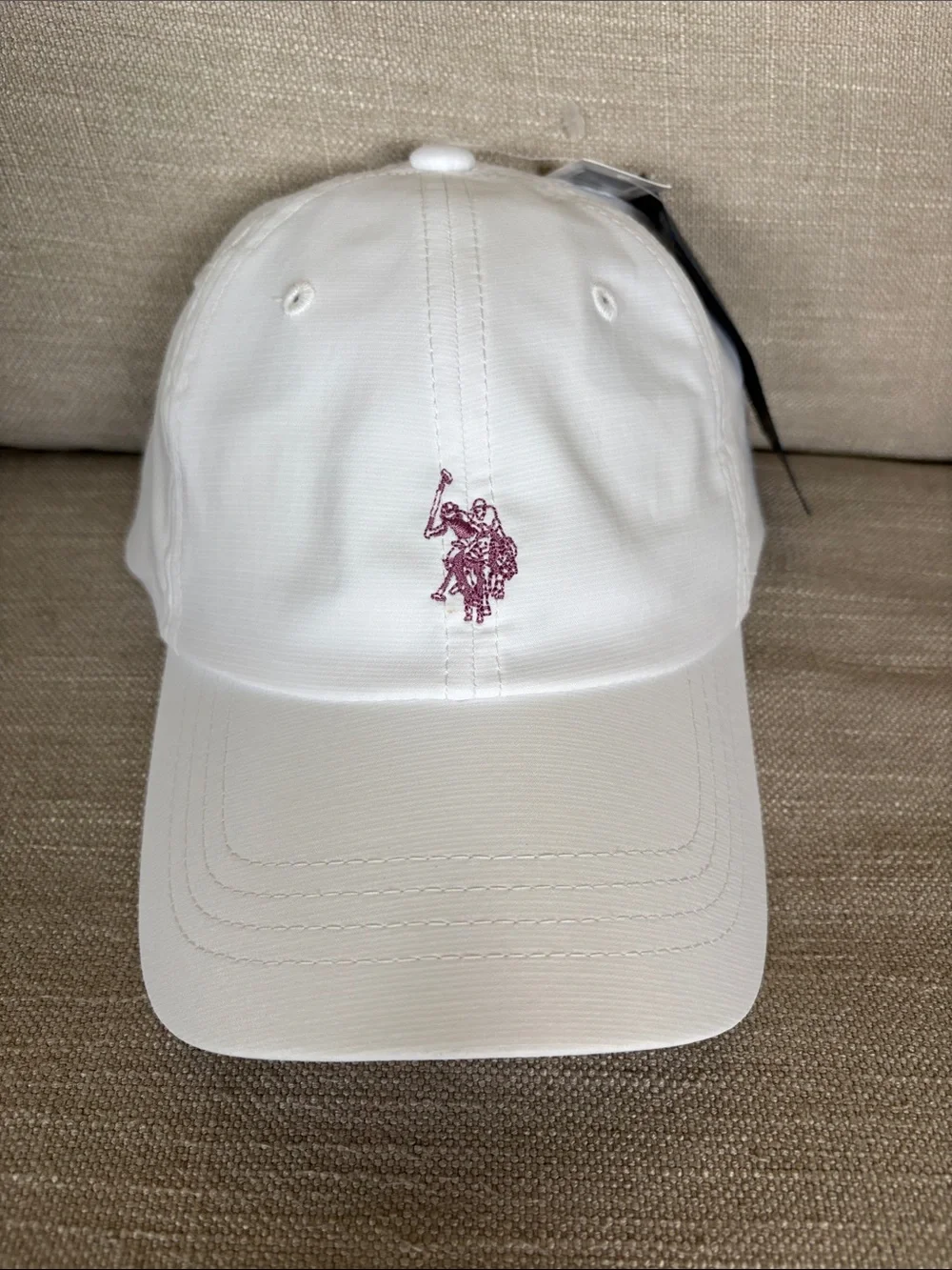 NWT U.S. Polo Assn. White Baseball Cap with Pink Embroidered Logo
